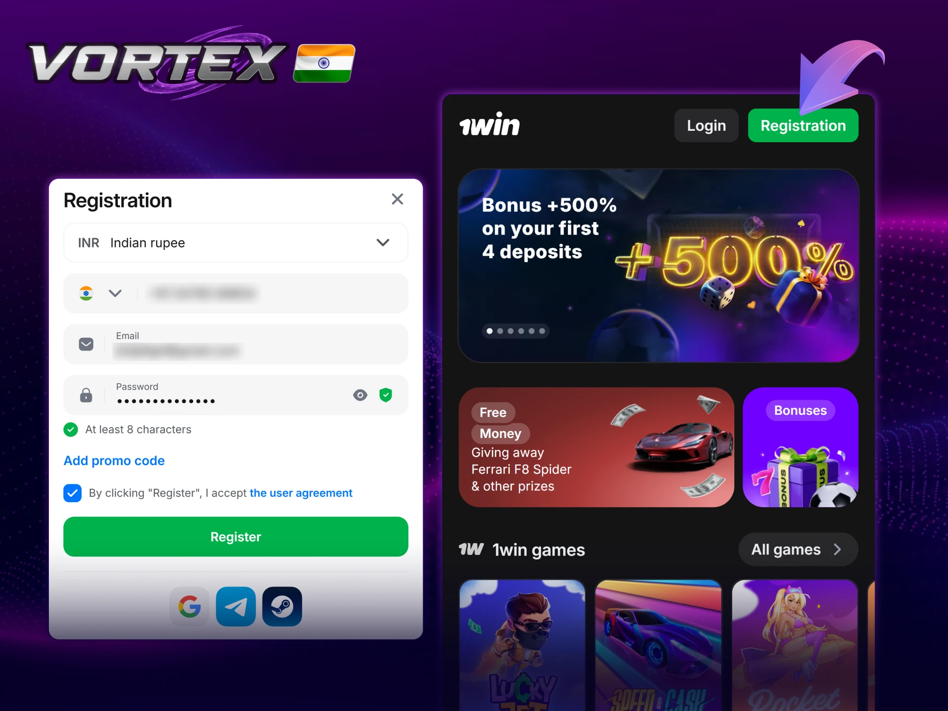 1win registration process India – step-by-step guide to create an account