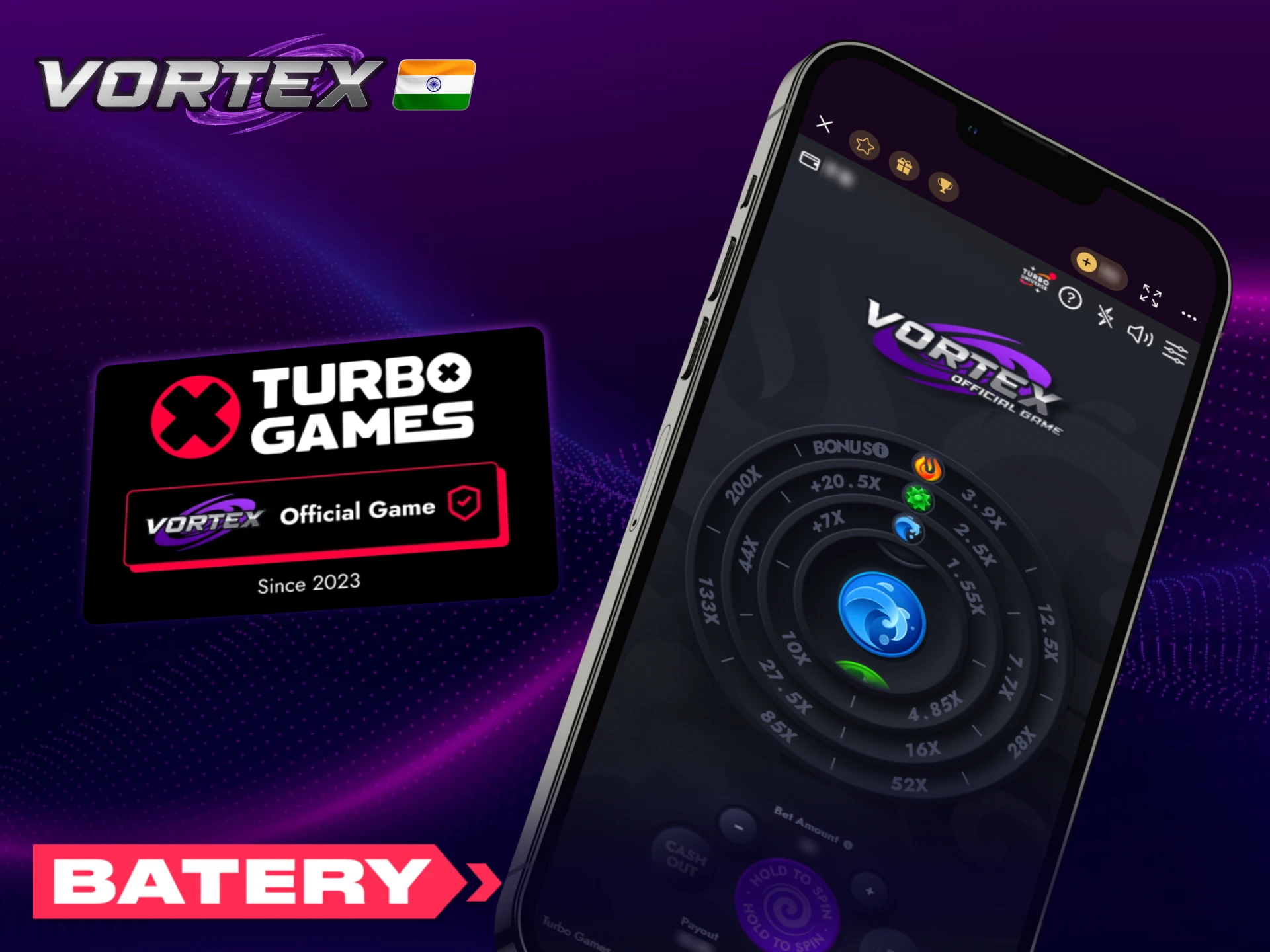 Batery Casino Vortex app download, play online and unlock exclusive casino bonuses